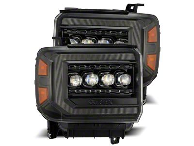 AlphaRex NOVA-Series LED Projector Headlights; Alpha Black Housing; Clear Lens (15-19 Sierra 2500 HD)