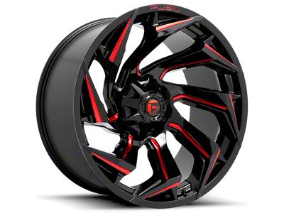 Fuel Wheels Reaction Gloss Black Milled with Red Tint 8-Lug Wheel; 22x12; -44mm Offset (15-19 Sierra 2500 HD)