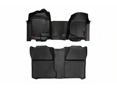 Rough Country Heavy Duty Front Over the Hump and Rear Floor Mats; Black (07-14 Sierra 2500 HD Crew Cab)