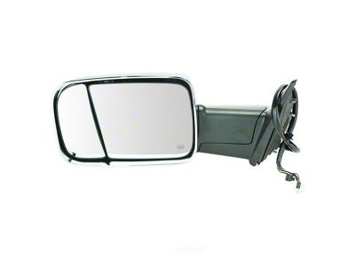 Powered Heated Memory Power Folding Towing Mirror with Chrome Cap; Driver Side (13-18 RAM 2500)