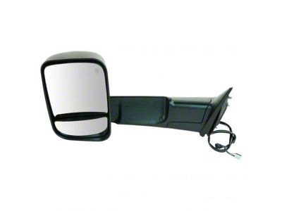 Powered Heated Towing Mirror with Puddle Light; Textured Black; Driver Side (2012 RAM 2500)