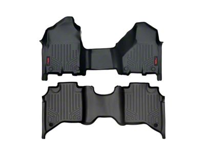 Rough Country Heavy Duty Front and Rear Floor Mats; Black (19-23 RAM 2500 Crew Cab w/ Front Bench Seats)