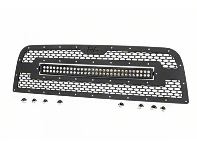Rough Country Mesh Upper Grille Insert with 30-Inch Black Series LED Light Bar; Black (13-18 RAM 3500, Excluding Limited & Power Wagon)
