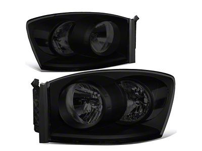 Factory Style Headlights; Black Housing; Smoked Lens (06-09 RAM 2500)