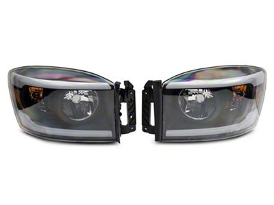 Raxiom Axial Series Headlights with Sequential LED Bar; Black Housing; Clear Lens (06-09 RAM 2500)