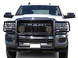 Grille Guard with 7-Inch Round LED Lights; Black (19-23 RAM 3500)