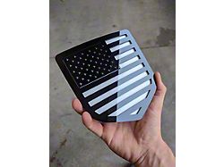 American Flag Tailgate Badge; Black on White (10-18 RAM 3500)