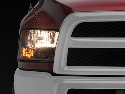 Headlights with Amber Corner Lights; Chrome Housing; Clear Lens (10-18 RAM 3500 w/ Factory Halogen Non-Projector Headlights)