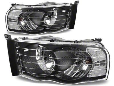 Headlights with Clear Corner Lights; Black Housing; Clear Lens (03-05 RAM 2500)