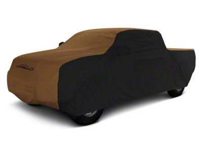 Coverking Stormproof Car Cover with Rear Roof Shark Fin Antenna Pocket; Black/Tan (19-23 RAM 3500 Crew Cab w/ 6.4-Foot Box)