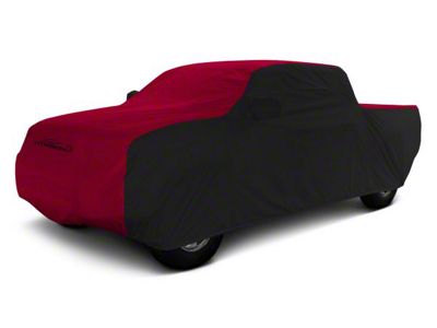 Coverking Stormproof Car Cover with Roof Shark Fin Antenna Pocket; Black/Red (19-23 RAM 3500 Crew Cab w/ 6.4-Foot Box)