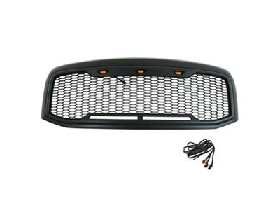 Impulse Upper Replacement Grille with Amber LED Lights; Matte Black (06-09 RAM 3500)