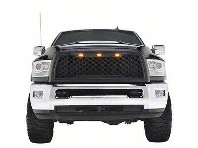 Impulse Upper Replacement Grille with Amber LED Lights; Matte Black (10-12 RAM 3500)