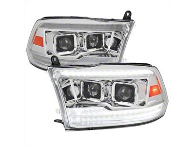 Switchback Sequential Projector Headlights; Chrome Housing; Clear Lens (10-18 RAM 3500 w/ Factory Halogen Headlights)