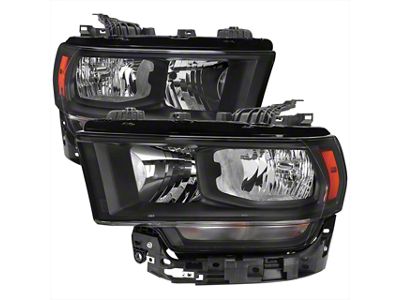 Factory Style Headlights; Matte Black Housing; Clear Lens (19-23 RAM 2500 w/ Factory Halogen Headlights)