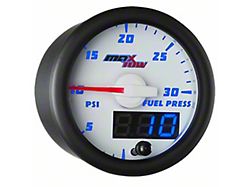 MaxTow 30 PSI Fuel Pressure Gauge; White and Blue (Universal; Some Adaptation May Be Required)