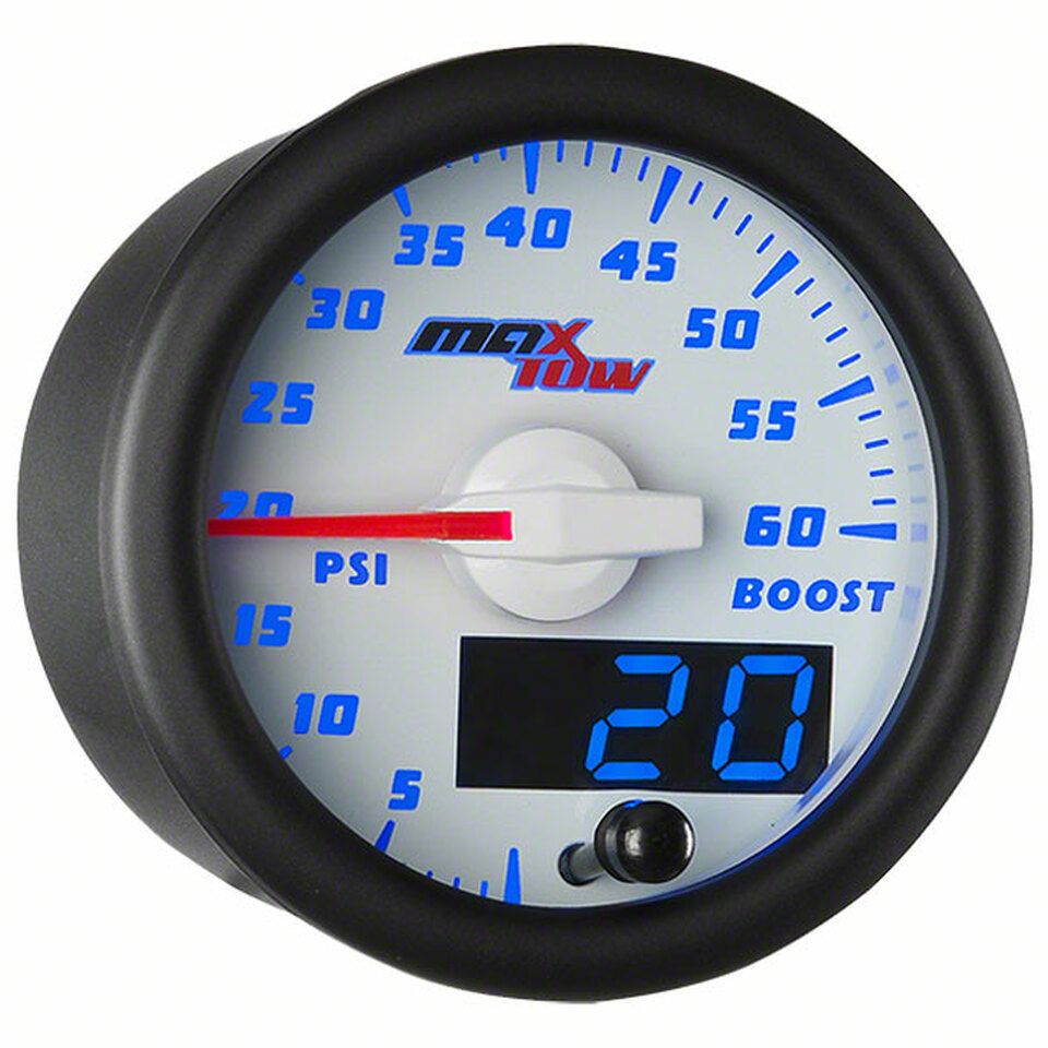 Silverado 1500 MaxTow 60 PSI Boost Gauges; White and Blue (Universal