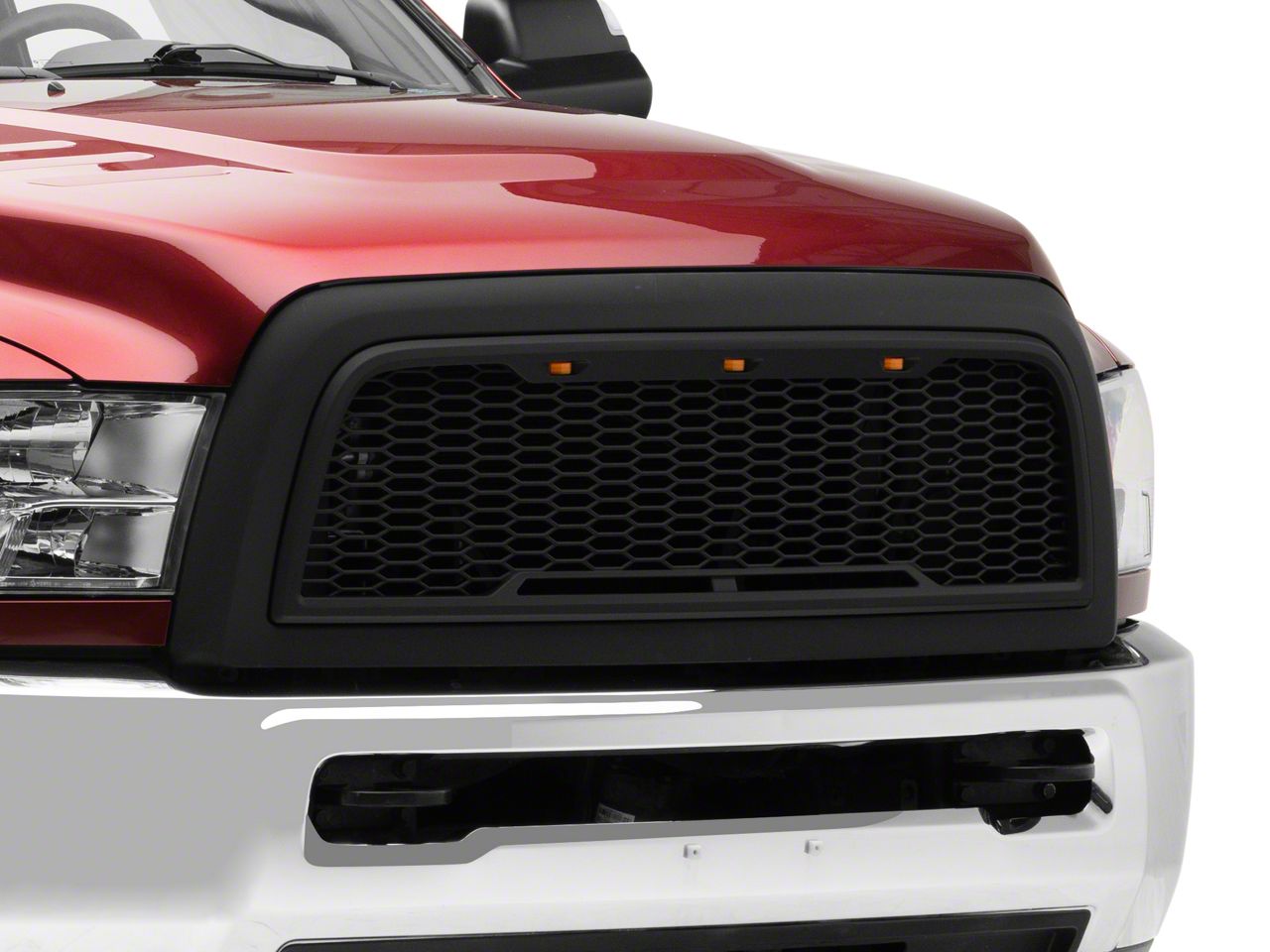 RedRock RAM 2500 Baja Upper Replacement Grille with LED; Matte Black ...