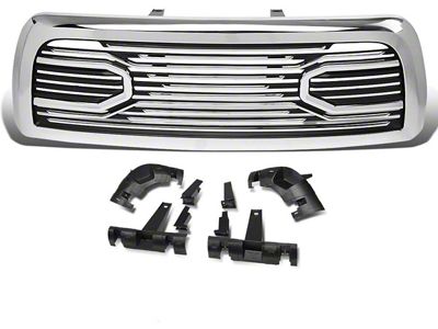 Badgeless Big Horn Style Upper Replacement Grille; Chrome (10-18 RAM 3500)