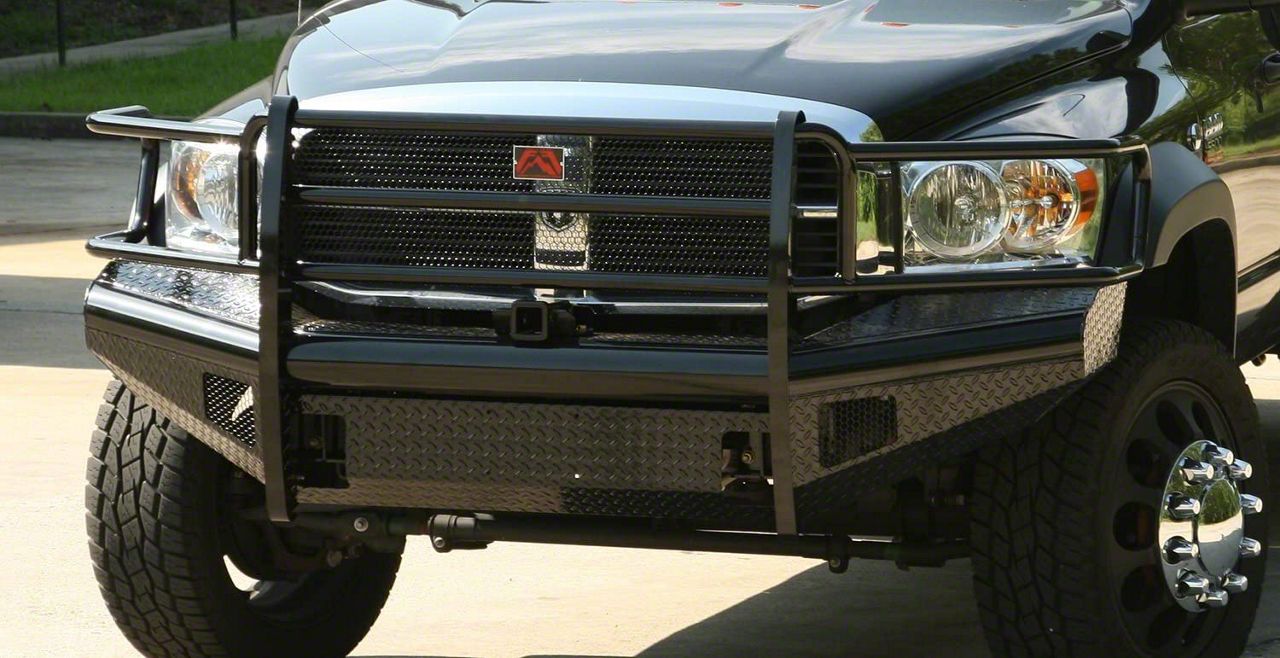 Fab Fours RAM 2500 Black Steel Ranch Front Bumper with Full Guard ...