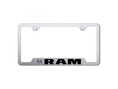 RAM License Plate Frame; Brushed Stainless (Universal; Some Adaptation May Be Required)