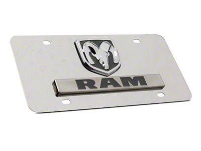 RAM Logo License Plate; Chrome on Chrome (Universal; Some Adaptation May Be Required)