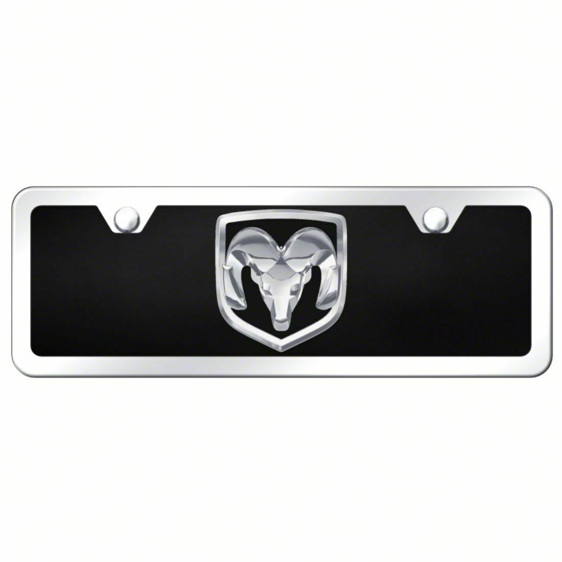 ram-3500-ram-mini-license-plate-chrome-on-black-universal-some