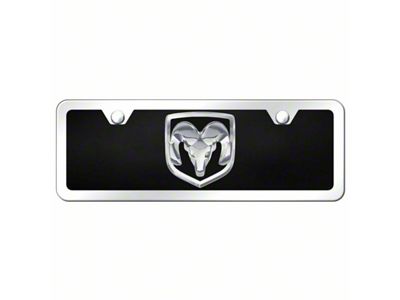 RAM Mini License Plate; Chrome on Black (Universal; Some Adaptation May Be Required)