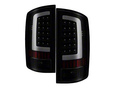 Light Bar LED Tail Lights; Black Housing; Smoked Lens (03-06 RAM 3500)