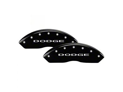 MGP Black Caliper Covers with Dodge Logo; Front and Rear (2010 RAM 3500 SRW)