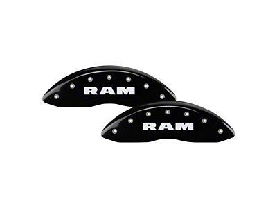 MGP Black Caliper Covers with RAM Logo; Front and Rear (11-18 RAM 3500 SRW)