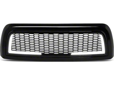 Honeycomb Mesh Style Upper Replacement Grille with LED DRL Lights; Black (10-18 RAM 3500)