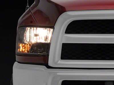 Headlights with Clear Corners; Chrome Housing; Clear Lens (10-18 RAM 3500 w/ Factory Halogen Non-Projector Headlights)