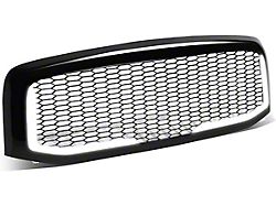 Honeycomb Mesh Upper Replacement Grille with LED DRL Light; Gloss Black (06-08 RAM 1500)