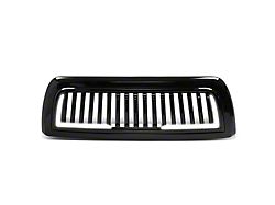 Vertical Fence Style Upper Replacement Grille with LED DRL Light; Gloss Black (10-18 RAM 3500)