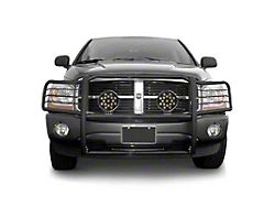 Grille Guard with 7-Inch Round LED Lights; Black (02-05 RAM 1500)