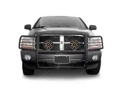 Grille Guard with 7-Inch Round LED Lights; Black (03-05 RAM 3500)