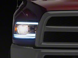 LED Strip Factory Style Headlights; Chrome Housing; Clear Lens (09-18 RAM 1500 w/ Factory Halogen Headlights)