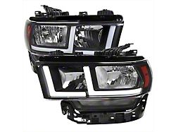 LED Bar Factory Style Headlights; Black Housing; Clear Lens (19-23 RAM 2500 w/ Factory Halogen Headlights)