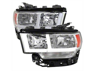LED Bar Factory Style Headlights; Chrome Housing; Clear Lens (19-23 RAM 3500 w/ Factory Halogen Headlights)