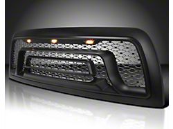 Rebel Style Mesh Upper Replacement Grille with Amber LED Lights; Matte Black (13-18 RAM 3500)