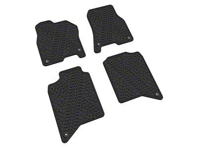 FLEXTREAD Factory Floorpan Fit Tire Tread/Scorched Earth Scene Front and Rear Floor Mats; Black (19-23 RAM 2500 Crew Cab)