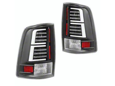 Sequential LED Tail Lights; Black Housing; Clear Lens (10-18 RAM 3500 w/ Factory Halogen Tail Lights)