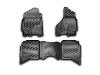OMAC All Weather Molded 3D Front and Rear Floor Liners; Black (10-18 RAM 3500 Crew Cab)