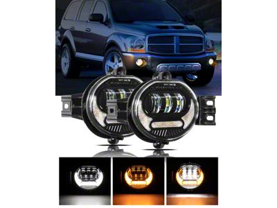 LED Fog Lights with DRL and Amber Turn Signal; Black Housing (03-09 RAM 3500)