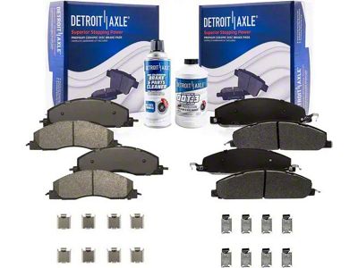 Ceramic Brake Pads with Brake Fluid and Cleaner; Front and Rear (09-18 RAM 3500)