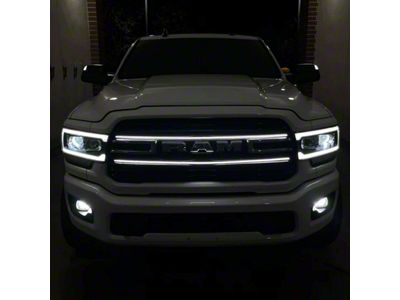 Sick Diesel LED Grille Lights with Plug and Play Harness; Silver Frame (19-23 RAM 3500 Laramie)