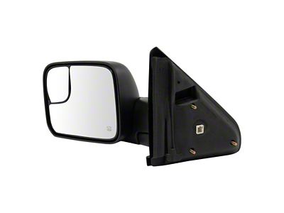 Heated Manual Folding Towing Mirror; Textured Black; Driver Side (03-09 RAM 3500)