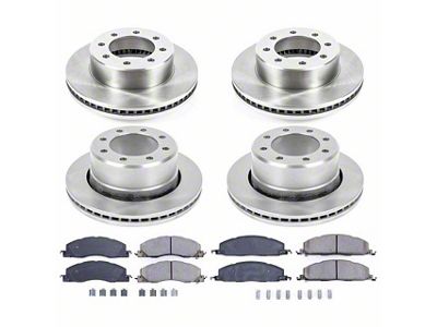 PowerStop OE Replacement 8-Lug Brake Rotor and Pad Kit; Front and Rear (09-18 RAM 2500)
