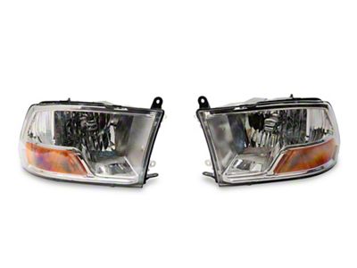 Raxiom Axial Series OEM Style Replacement Headlights with Single Bulb; Chrome Housing; Clear Lens (10-18 RAM 2500 w/ Factory Halogen Non-Projector Headlights)